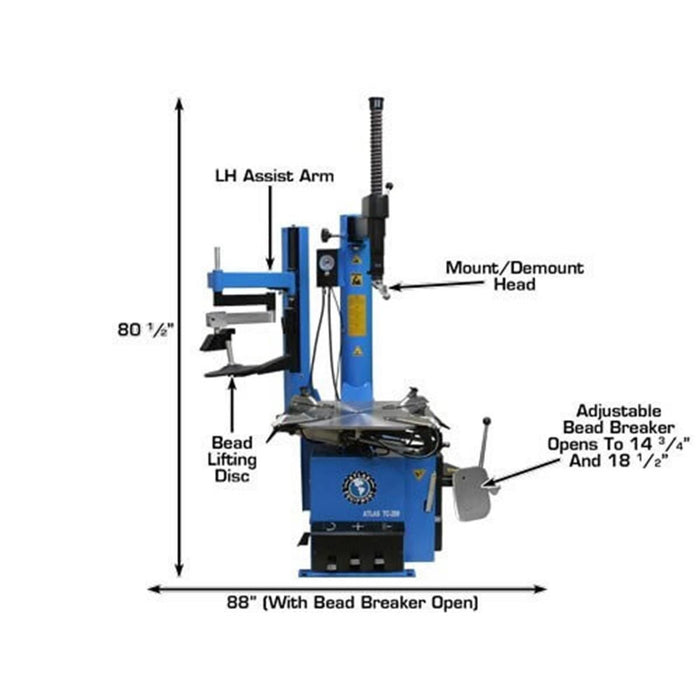 Atlas TC289LH Extra Large Rim Clamp Tire Changer Left Hand Assist 47in