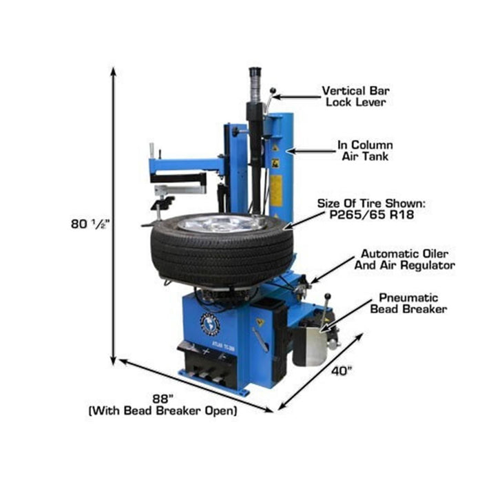 Atlas TC289LH Extra Large Rim Clamp Tire Changer Left Hand Assist 47in