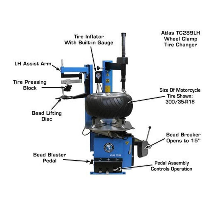 Atlas TC289LH Extra Large Rim Clamp Tire Changer Left Hand Assist 47in