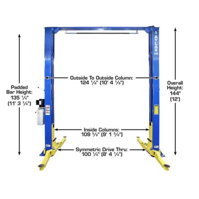 Atlas PRO 9D 9000 lb Overhead Two Post Car Lift Symmetric Asymmetric