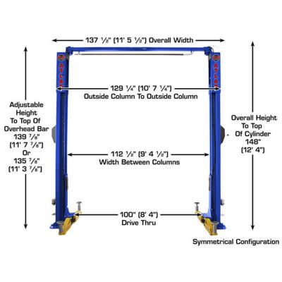 Atlas Platinum PVL10 10000 lb ALI Certified Two Post Car Lift 220V