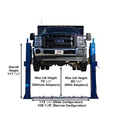 Atlas BP12000X 12000 lb Heavy Duty Baseplate Two Post Lift Low Ceiling