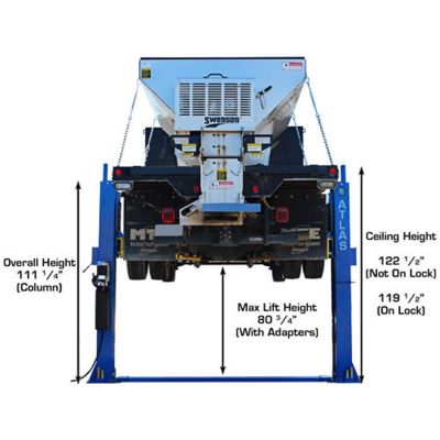 Atlas BP12000X 12000 lb Heavy Duty Baseplate Two Post Lift Low Ceiling