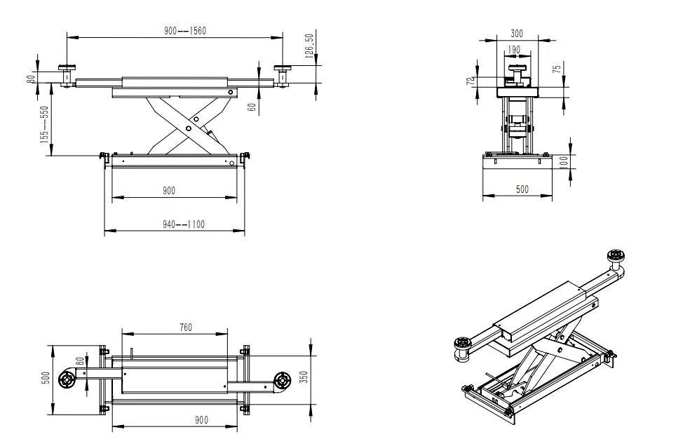 Katool KT 4H150 15000 lb Four Post Alignment Lift with Rolling Jack