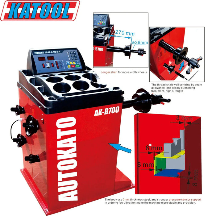 Katool KT B700 Professional Wheel Balancer 1g Accuracy 30in Rim 110V