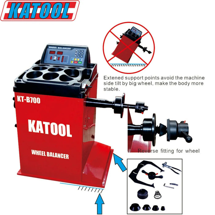 Katool KT B700 Professional Wheel Balancer 1g Accuracy 30in Rim 110V