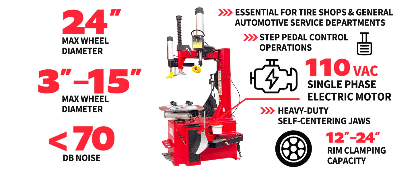Katool Dual Assist Arm Wheel Clamp Tire Changer 2HP
