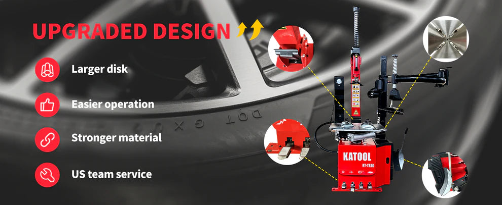 Katool KT T850 Tilt Arm Wheel Clamp Tire Changer 2HP 110V 47in