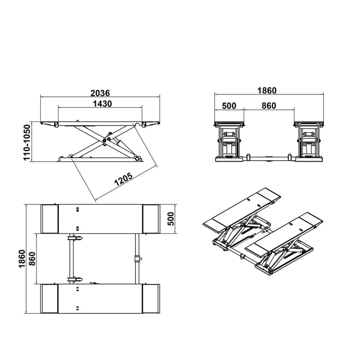 Katool KT X85 8000 lb Electric Mid Rise Scissor Lift 40in CE Certified