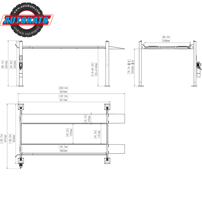 Katool 11000 lb Four Post Car Storage and Service Lift