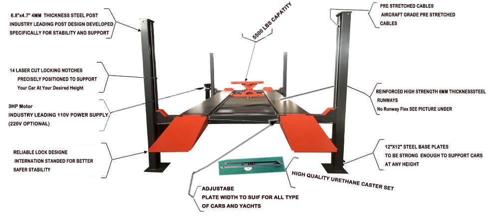 Katool 11000 lb Four Post Car Storage and Service Lift