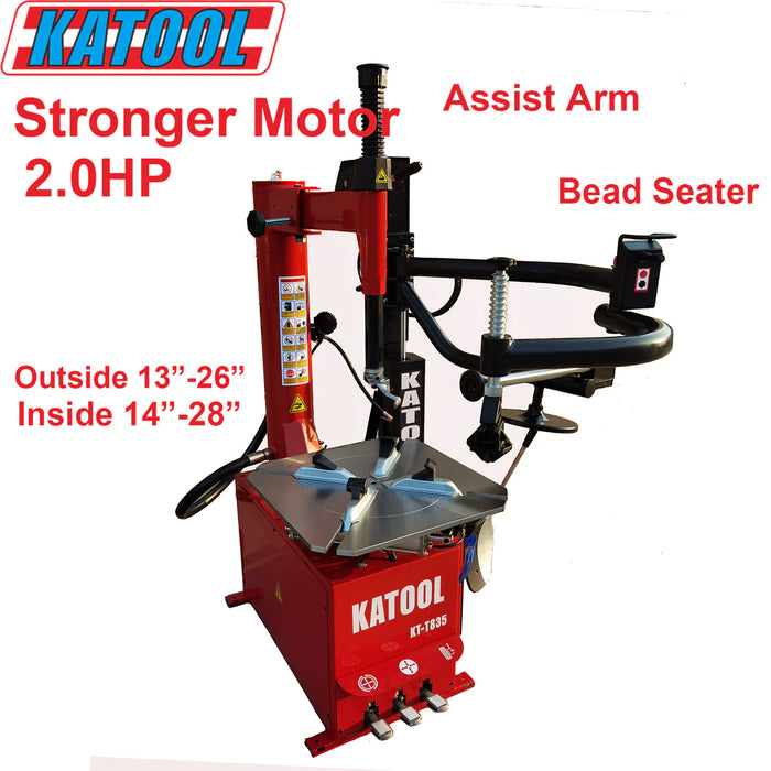 Katool KT T835 Single Assist Arm Wheel Clamp Tire Changer 2HP 110V