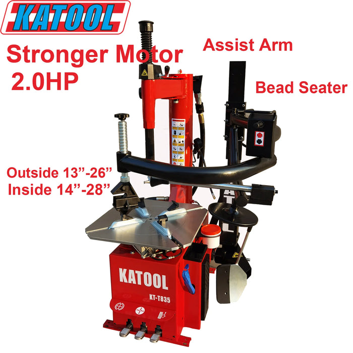 Katool KT T835 Single Assist Arm Wheel Clamp Tire Changer 2HP 110V