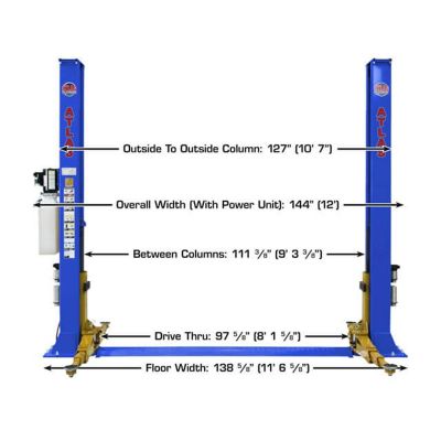 Atlas Platinum PVL9BP 9000 lb ALI Certified Baseplate Two Post Car Lift